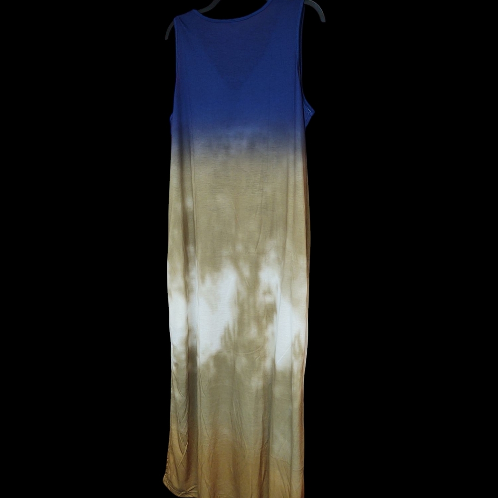 NEW W/O Tags Blue and Tan 'Hippie Soul' Maxi Dress Size XL - Picture 2 of 7